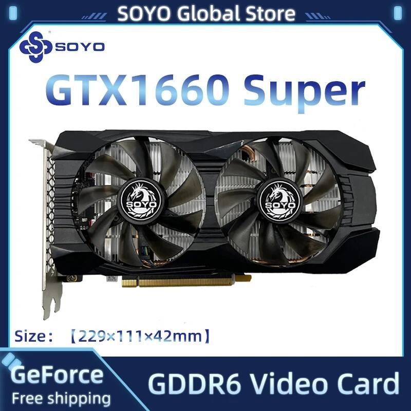 [해외] SOYO-GTX 1660 슈퍼 6G GDDR6 그래픽 카드 192Bit 3.0x16 GTX1660s 비디오 데스크탑 게임 슬롯 BTC ETH 마이닝 GPU