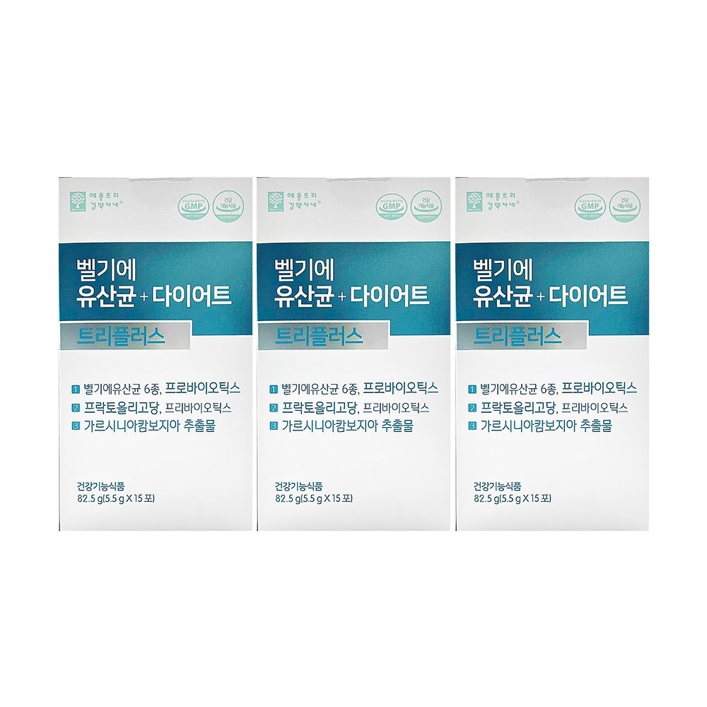 [오늘출발] 애플트리 김약사네 애플트리김약사네 벨기에 유산균 다이어트 트리플러스 5.5g x 15포 x 3박스