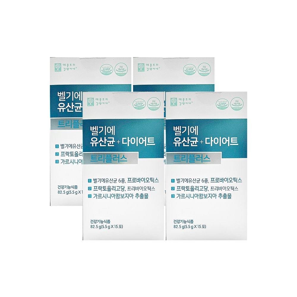 [오늘출발] 애플트리 김약사네 애플트리김약사네 벨기에 유산균 다이어트 트리플러스 5.5g x 15포 x 4박스