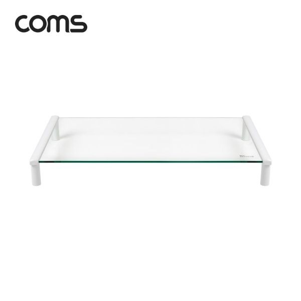 Coms 모니터받침대 투명유리 화이트프레임520x309 1단 LC3052 KH51PW 4163563