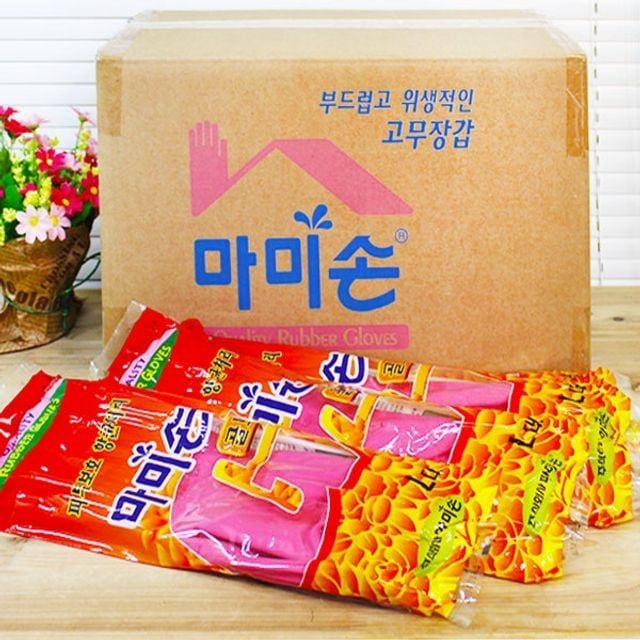마미손 BOX 마미손 고무장갑 골드 L 핑크 100켤레