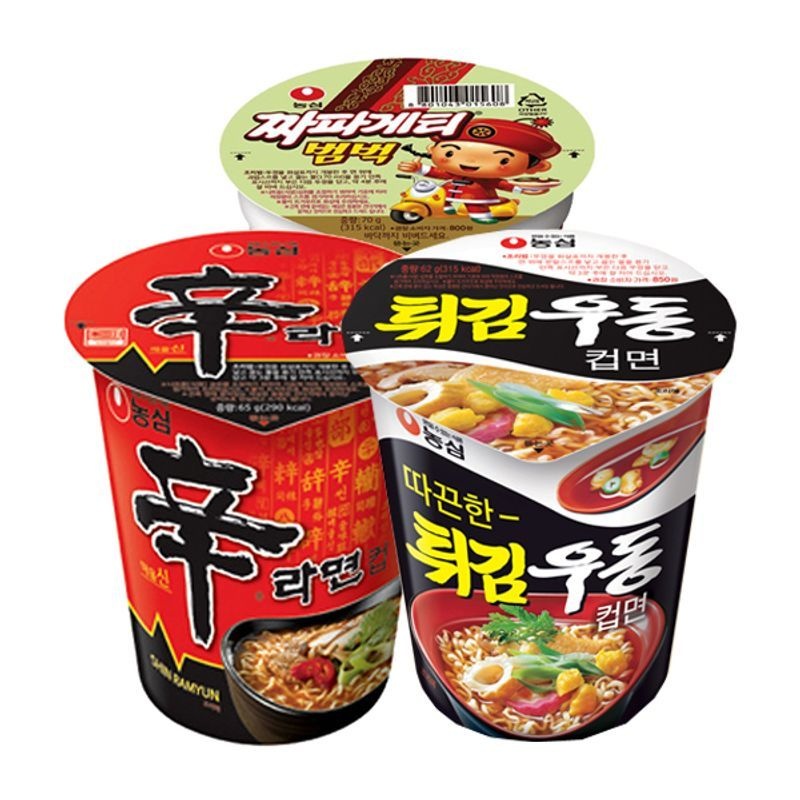 농심 신라면 소컵 6개 + 튀김우동 소컵 6개 + 짜파게티 범벅 소컵 6개