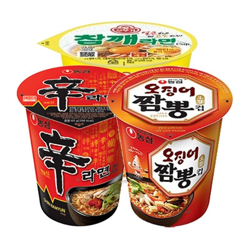 농심 신라면 소컵 6개 + 오뚜기 참깨라면 소컵 6개 + 오징어짬뽕 소컵 6개