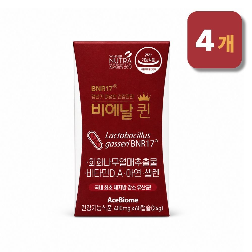 비에날씬 비에날 퀸 BNR17 갱년기유산균 400mg x 60캡슐 4박스 MJM
