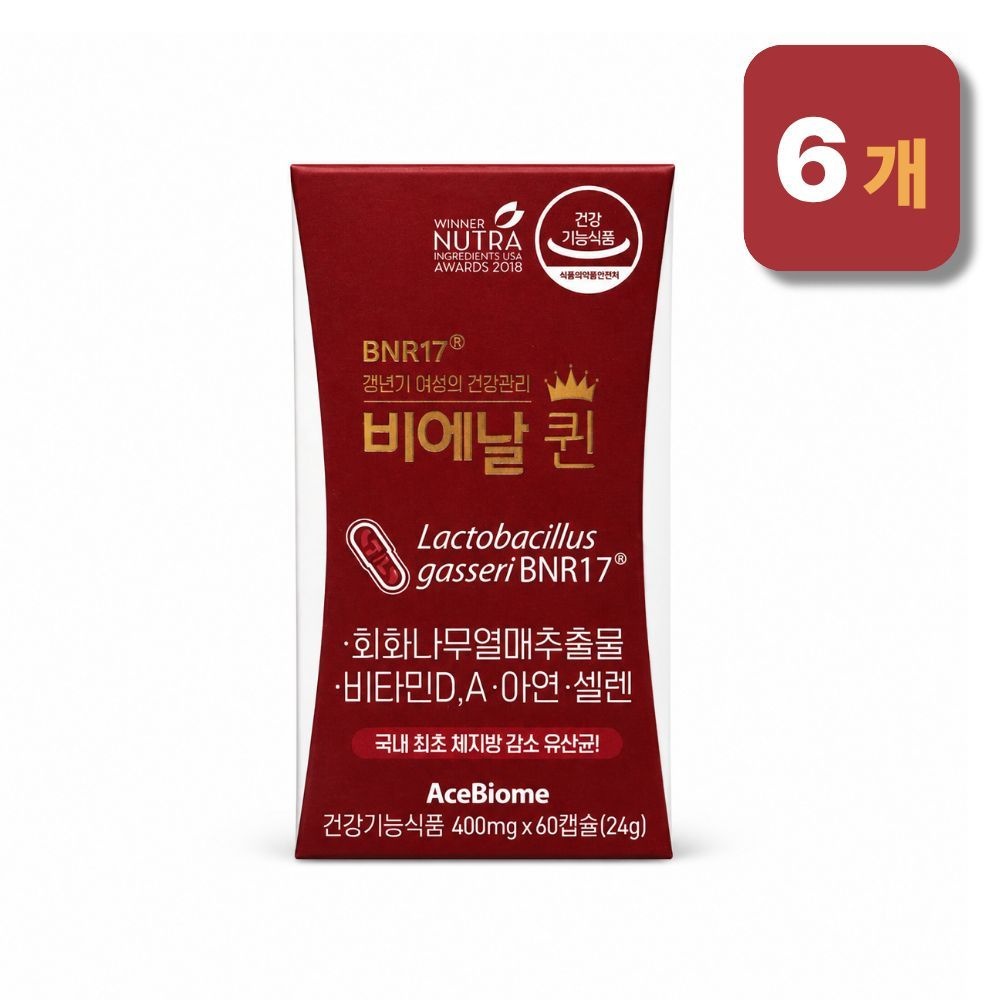 [오늘출발] 비에날씬 비에날 퀸 BNR17 갱년기유산균 400mg x 60캡슐 6박스 MJM