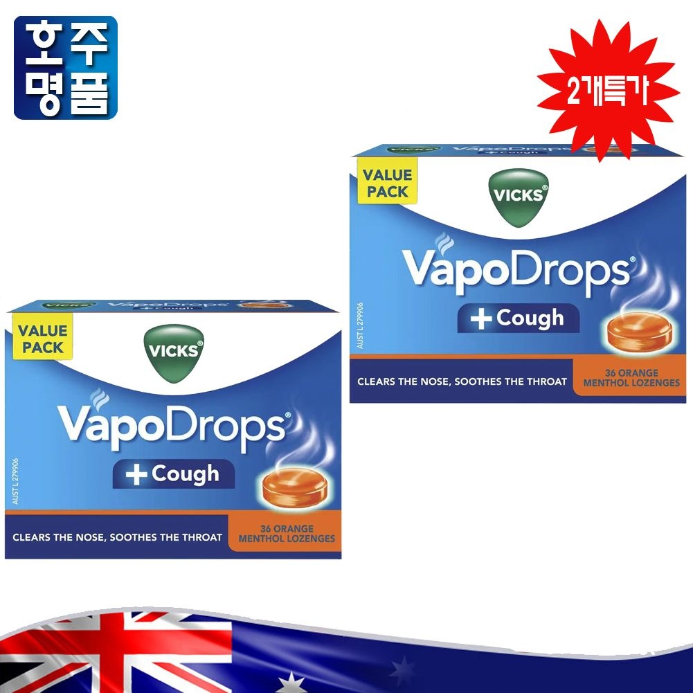 [해외] 빅스 Vicks 베이포 드롭 오렌지 멘톨 캔디, 운전 공부할 때 목 안 가득 터지는 상쾌함 2통특가