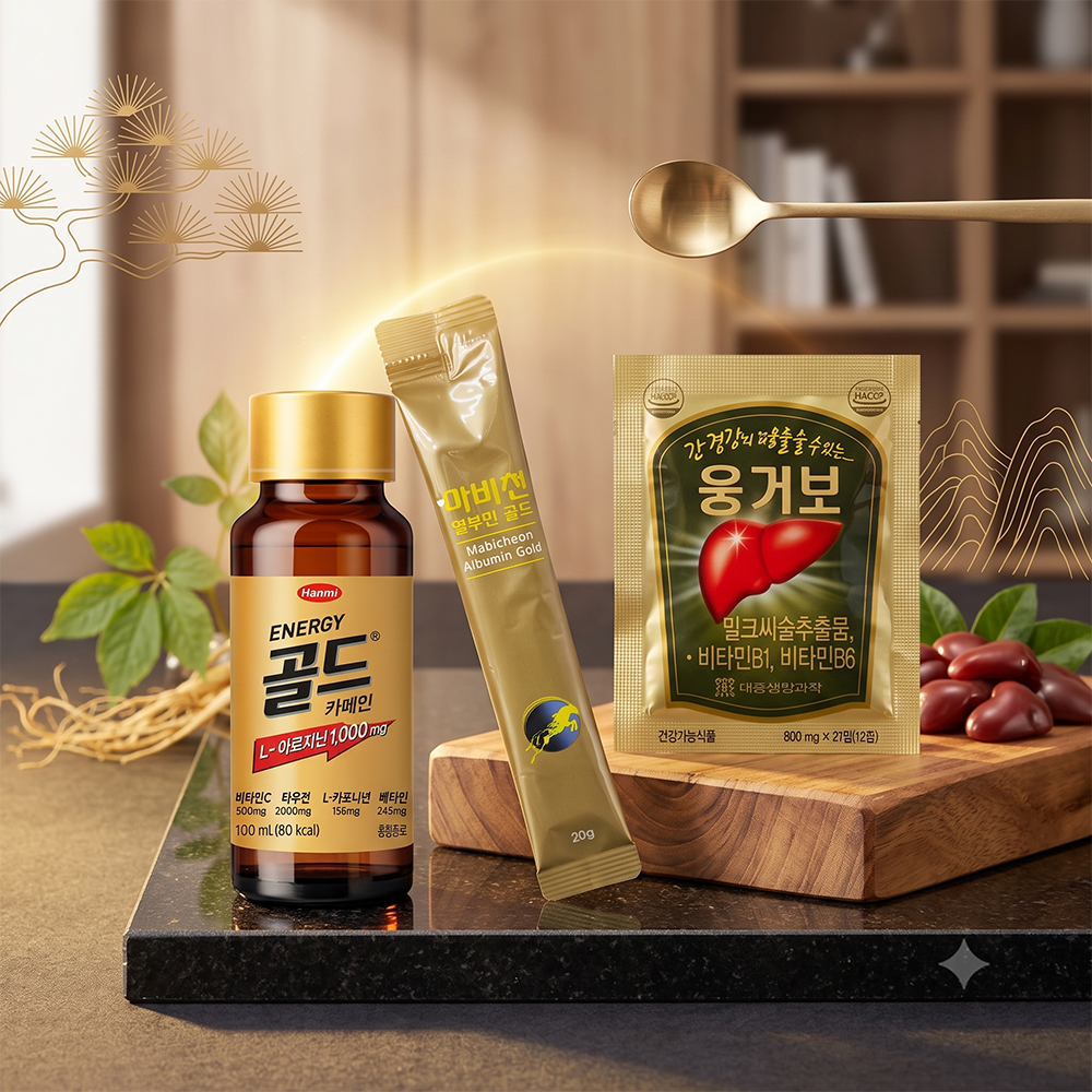 [온누리상품] 약국 피로회복제 세트 에너지골드카페인 웅기보 마비천 알부민골드 마시는 피로회복