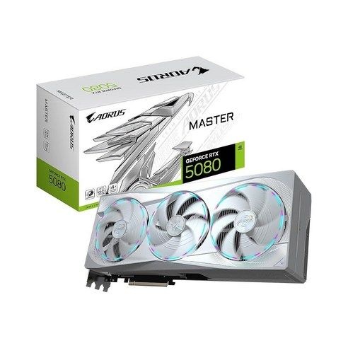 기가바이트 GV-N5080AERO OC-16GD 그래픽 카드 NVIDIA RTX5080 16GB, 기가바이트 아루스 지포스 RTX 5080 마스터 ICE, 1개