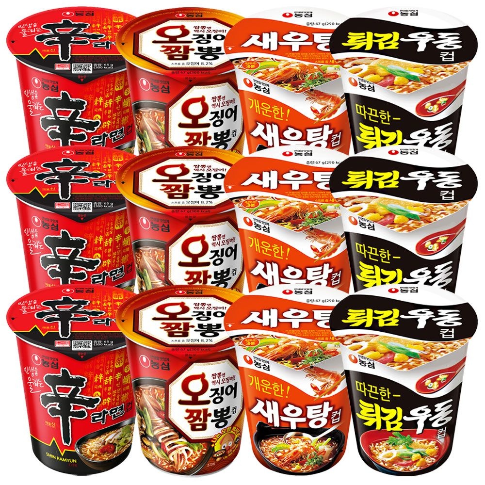 [온누리7%혜택]소컵)신라면4+새우탕면4+튀김우동4+오징어짬뽕4