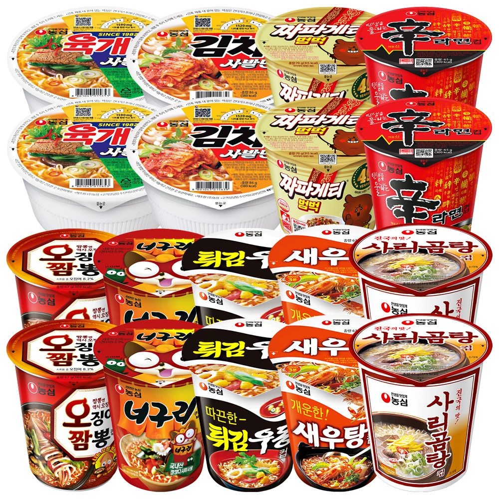 [온누리7%혜택]소컵18개)육사2+김치2+짜파2+신2+오짬2+너구리2+튀우2+새우2+곰탕2