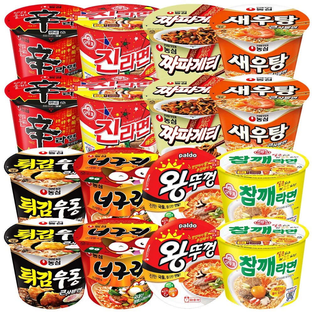 큰컵)신라면2+진매2+짜파2+새우2+튀김2+너구리2+왕뚜껑2+참깨2