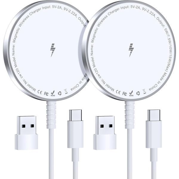 [해외] 맥세이프 충전기용: 아이폰호환 17 16 15 14 13 12 시리즈 AirPods 4 2 Pro용 자석 무선 충전 패드 강력한 알루미늄 합금 US