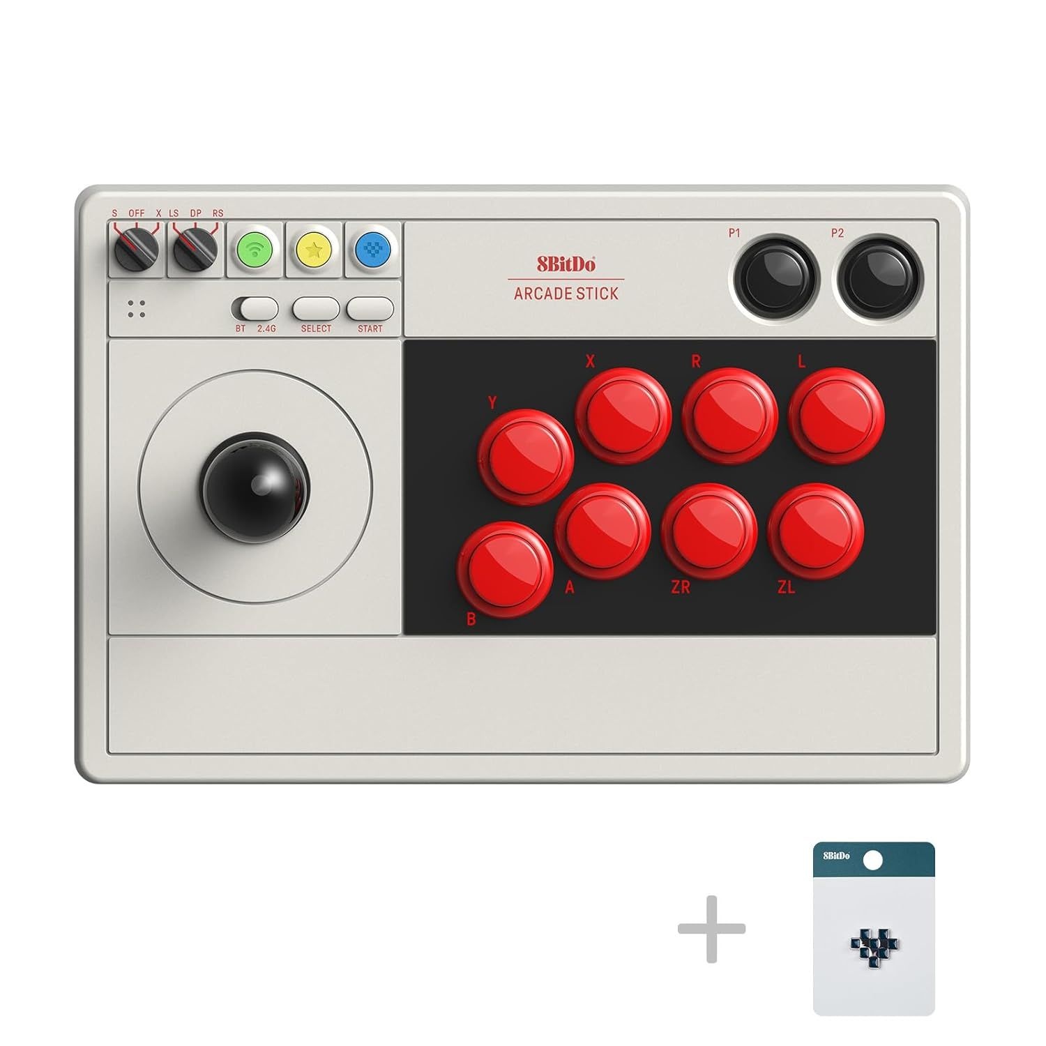 [해외] 스위치 및 윈도우용 8Bitdo 아케이드 스틱, 격투 스틱 지원 무선 블루투스, 2.4G 수신기 유선 연결