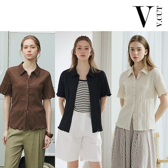 [TV상품][런칭가59,900원2만원] 브이컷 26SS 썸머 크링클 셔츠 3종