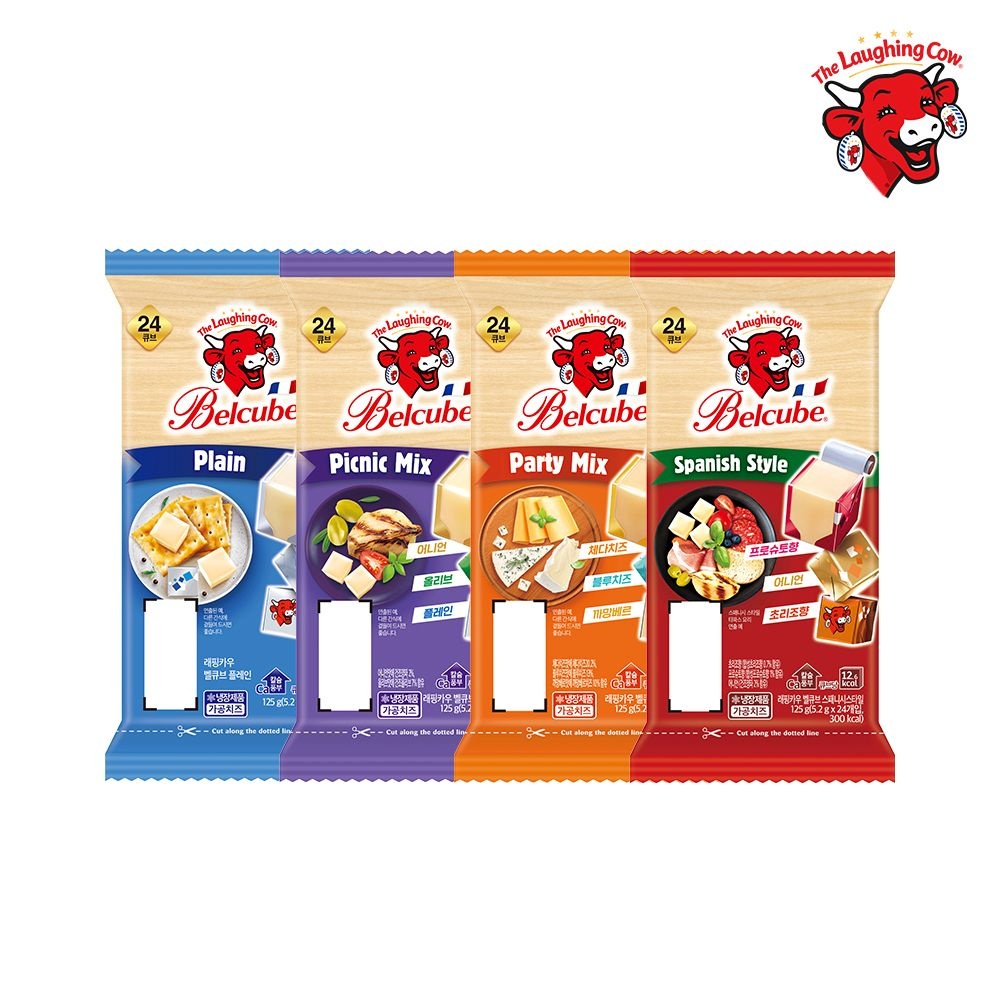 [더 래핑 카우]래핑카우 벨큐브 치즈 24큐브 125g 4종(플레인1/피크닉믹스1/파티믹스1/스패니시1) 총 4팩 외  : 롯데ON