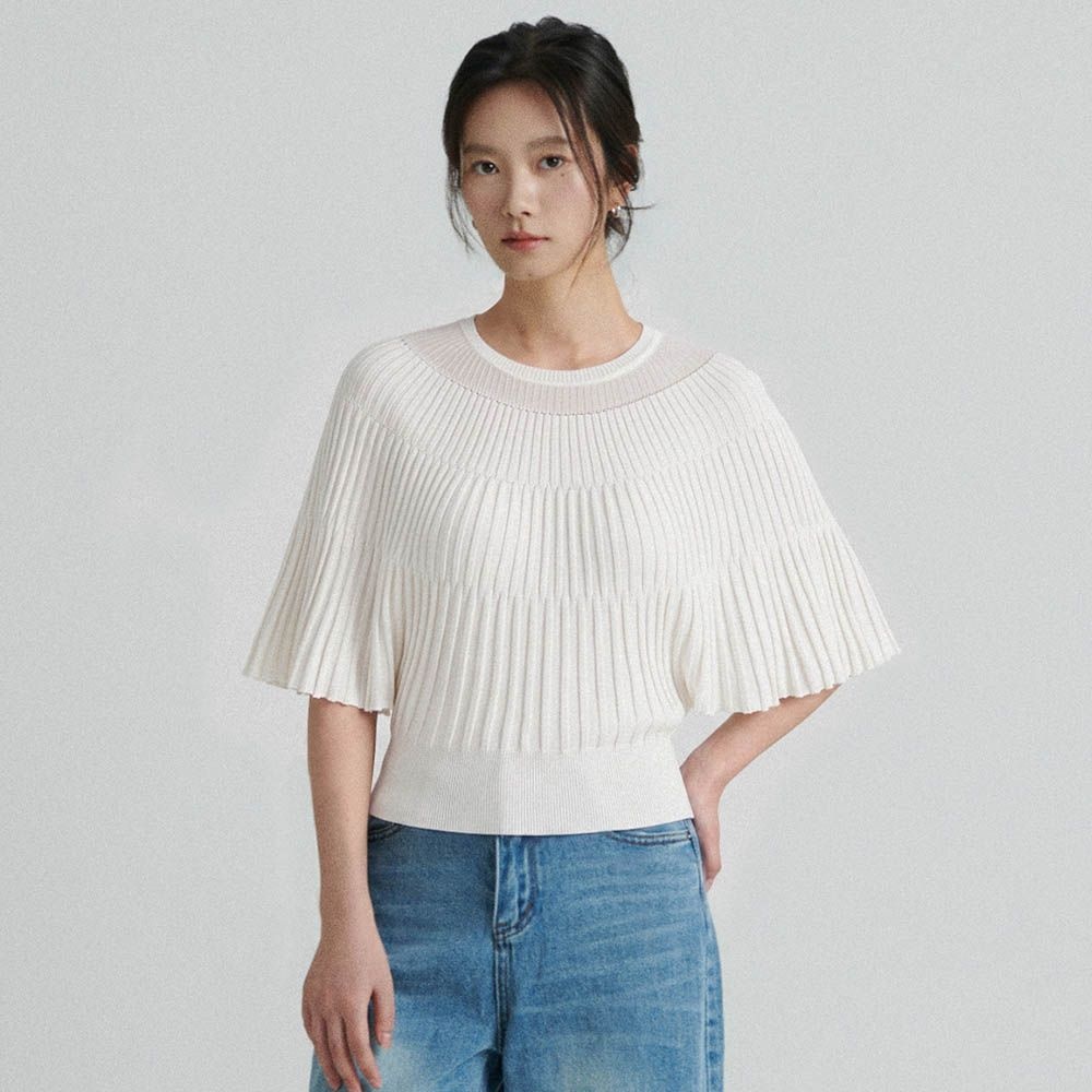 입체 골지 반팔 니트_2컬러 O263T951