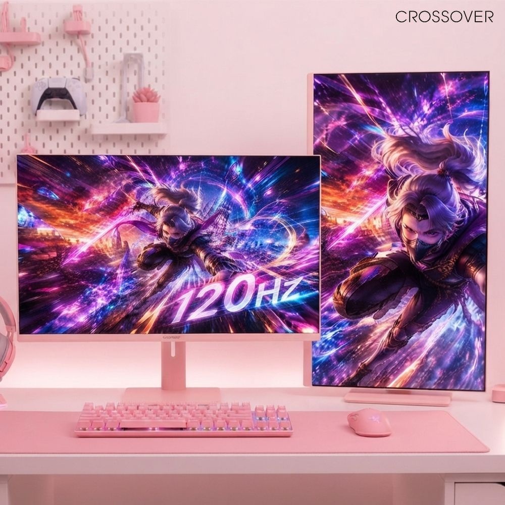 크로스오버 27QP124CM IPS QHD USB-C 핑크에디션 68cm 120Hz 피벗 게이밍 모니터 출시이벤트