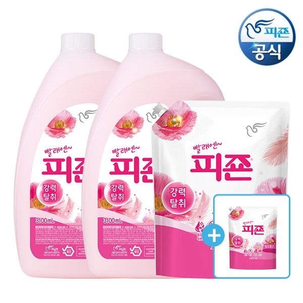 [롯데온] 피죤 섬유유연제 3.1L 용기 2개+2.3L 리필 2개