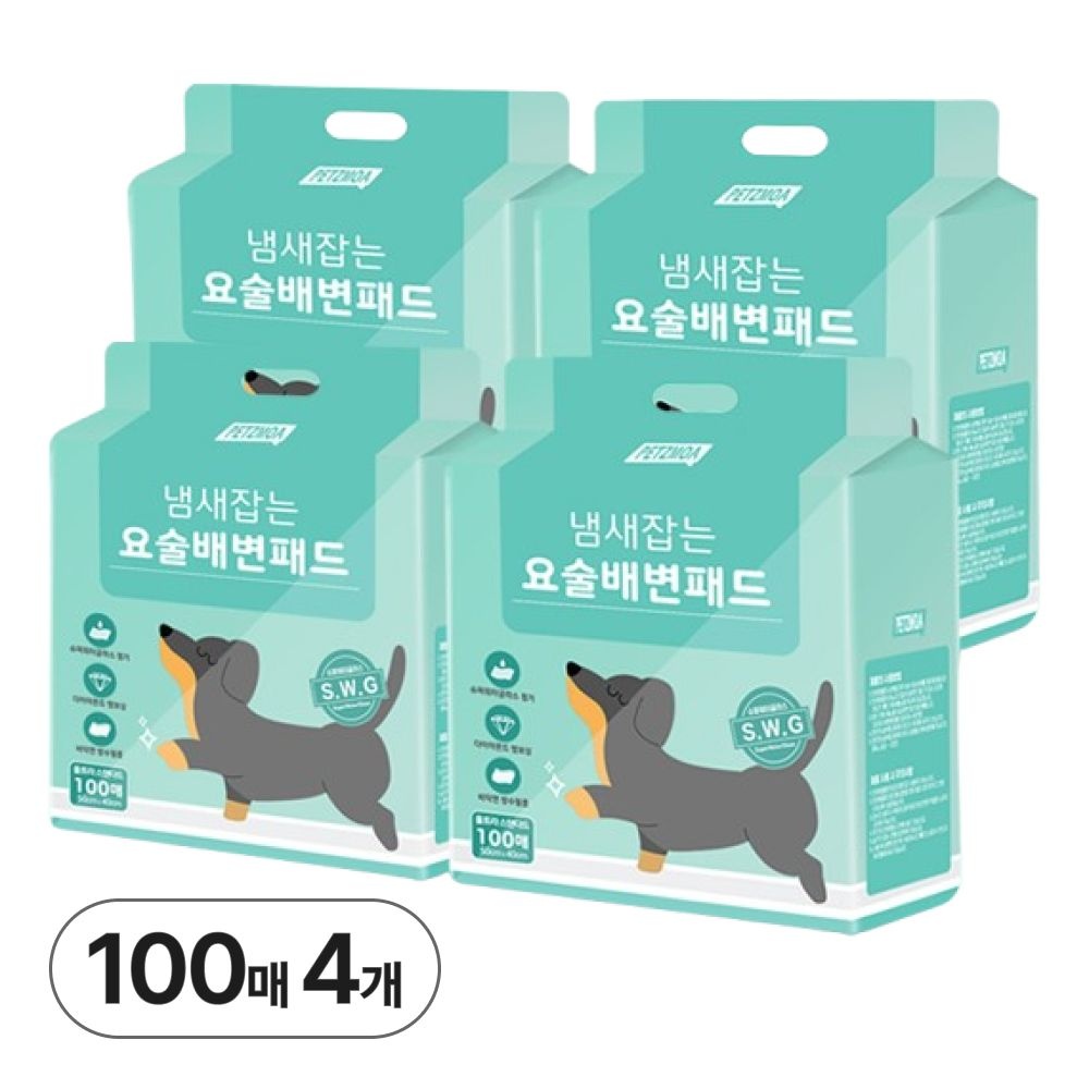 페츠모아 냄새잡는 요술 배변패드 표준형 100매 4개 울트라 스탠다드