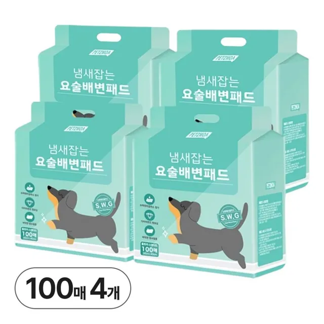 페츠모아 냄새잡는 요술 배변패드 표준형 100매 4개 울트라 스탠다드