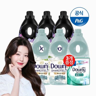 다우니 섬유유연제 5성급 호텔컬렉션 화이트티1L 3개+미스티크1L 3개 + 200ml 유연제 3개 증정[S603*3]