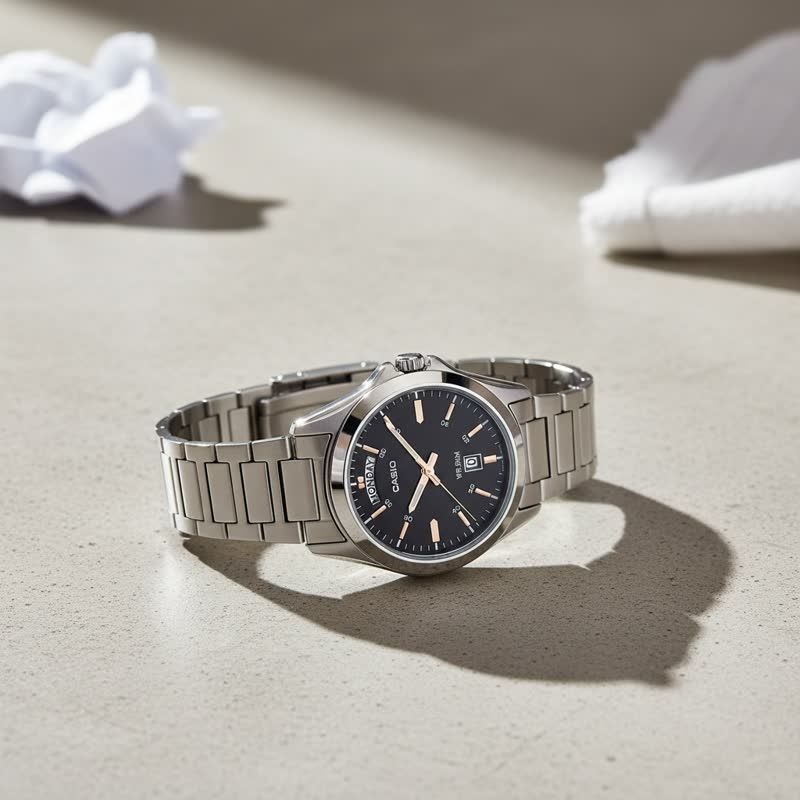 CASIO 카시오 MTP-1370D-1A2VDF 남성용 메탈 손목시계 데이데이트 블랙