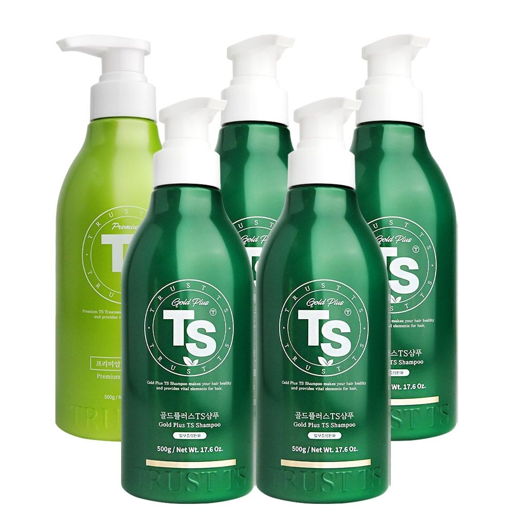 [오늘출발] 티에스 TS 골드플러스 샴푸 500g x 4개+트리트먼트 500g x 1개 티에스 세트