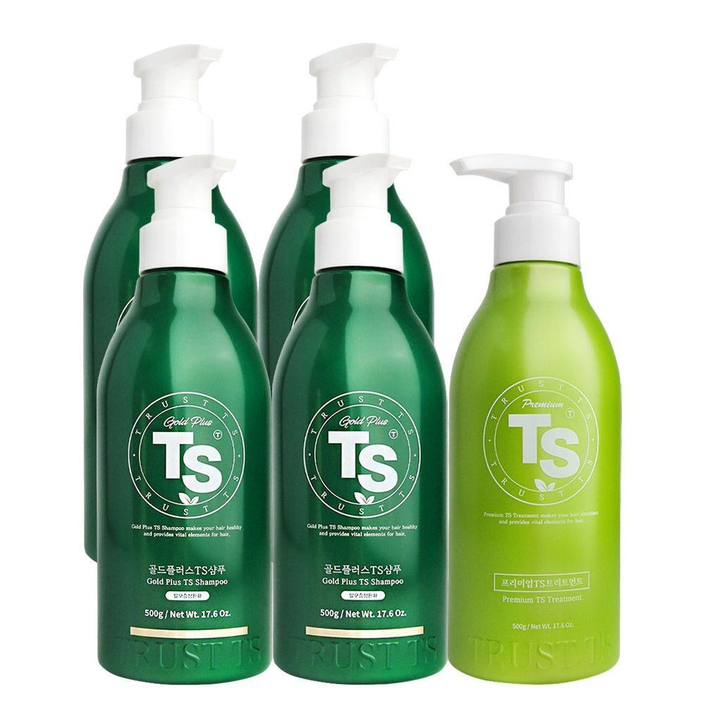 [오늘출발] 티에스 TS 골드플러스 샴푸 500g 4통+트리트먼트 500g 1통 세트