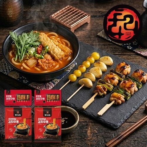 [2+2] 투다리 오리지널 김치우동(1인분413g) 2개 + 닭모듬 꼬치구이(350g) 2개