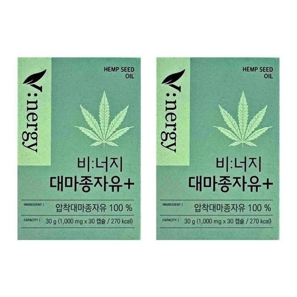 휴럼 비너지 대마종자유 플러스 1000mg x 30캡슐 x 2박스 -...