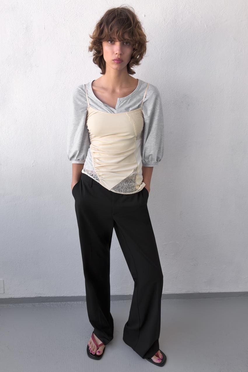 ZARA 자라 로우 스트레이트 팬츠 - 블랙 3067433800 XSX782 MMB318