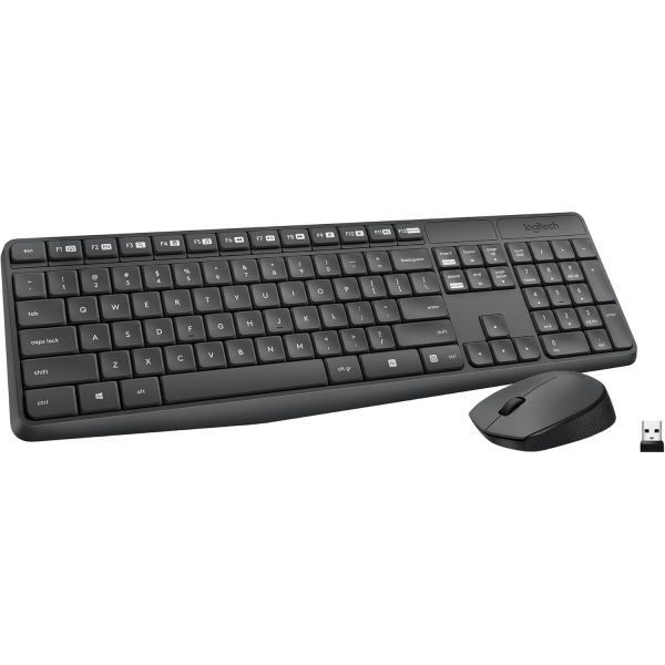 [해외] Logitech MK235 풀 사이즈 무선 키보드 및 마우스 콤보 | 흘림 방지 디자인의 키보드, 컴팩트한 양손잡이용 마우스, 포