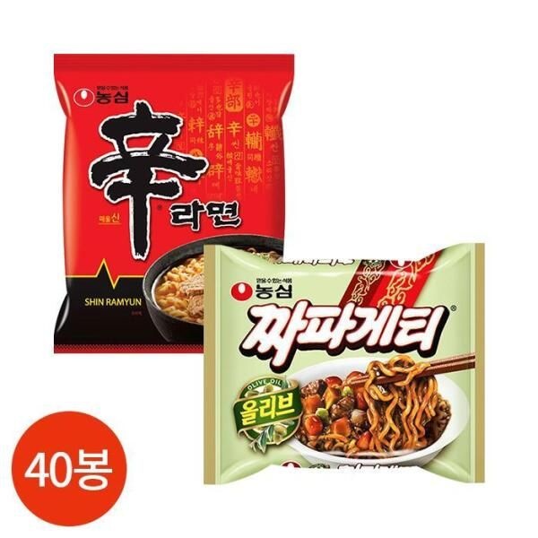 농심 [셀러허브 식품] 반반세트 농심 신라면 짜파게티 40봉 세트