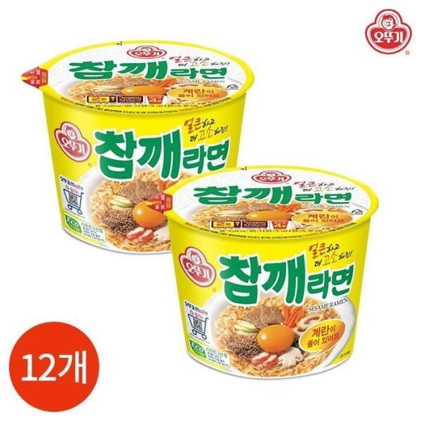 [셀러허브 식품] 오뚜기 참깨라면 큰컵 110g 12개