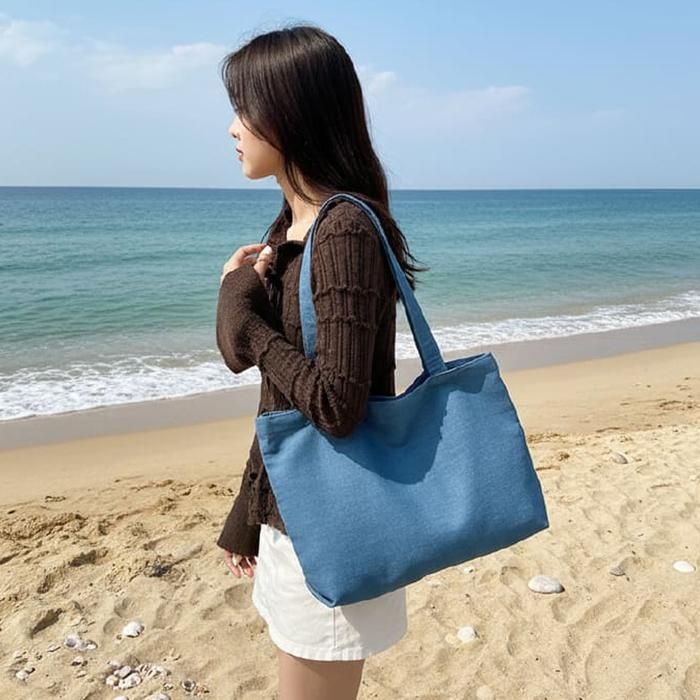 보부상 연청 튼튼한 태블릿 숄더백 [큰손할인] 캐주얼 노트북 데님쇼퍼백