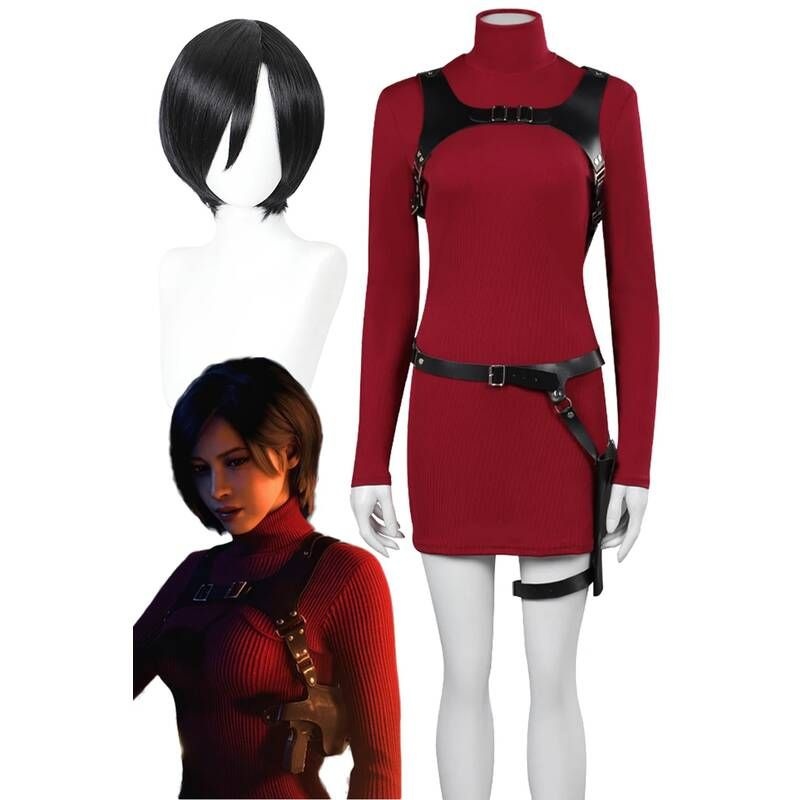 [해외] 할로윈 코스튬 코스프레 이벤트 옷 섹시 의상 Ada Wong 가발 여성 게임 레지던트 4 롤플레이 판타지아 복장 카니발