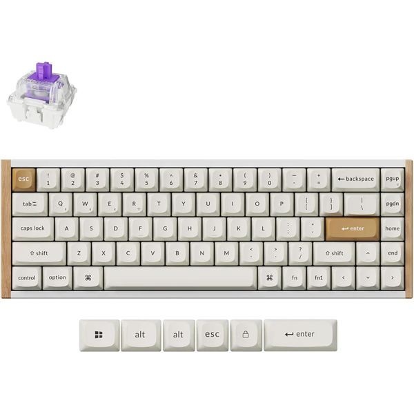 Keychron [해외] Keychron 키크론 K6 HE 65% 무선 기계식 키보드 2.4GHz 블루투스 Gateron 더블 레일 마그네틱 스위치 이중 사출 PBT 키캡 알
