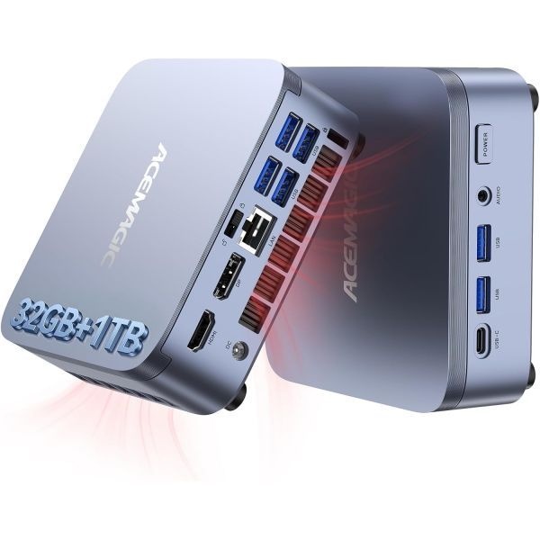 [해외] ACEMAGIC M5 미니 PC 윈도우 11 Pro 인텔 코어 14500HX 32GB DDR4 1TB SSD i9 13900HK R9 6900HX 대비 성능 우수 NVMe PCIe 4.0 USB 3.2 Type C