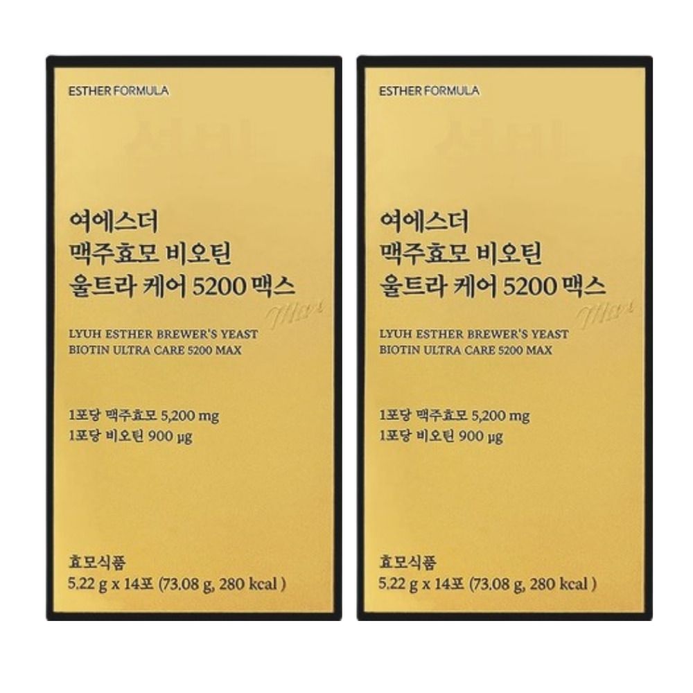 여에스더 맥주효모 비오틴 울트라케어 5200 맥스 홈쇼핑 분말 스틱 14포 2박스