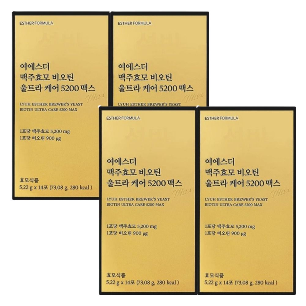 [오늘출발] 여에스더 맥주효모 비오틴 울트라케어 5200 맥스 홈쇼핑 분말 스틱 14포 4박스