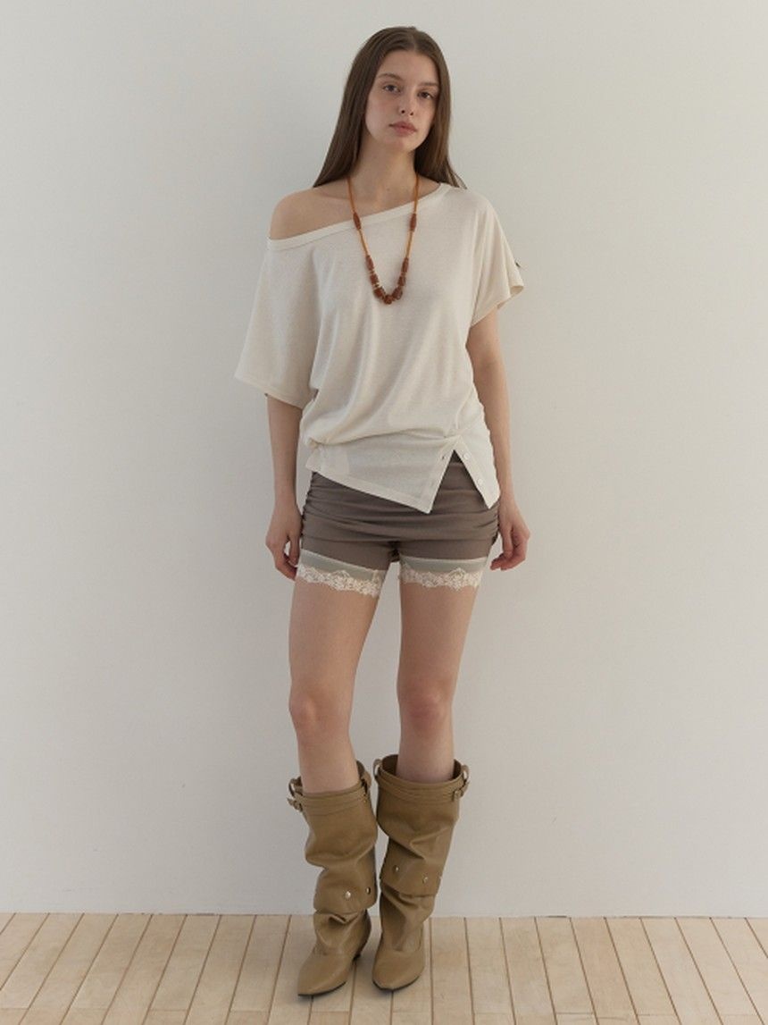 아수라 LACE SHIRRING LAYER SHORTS (BEIGE GREY) 숏 팬츠 A26SSPT32BG0F