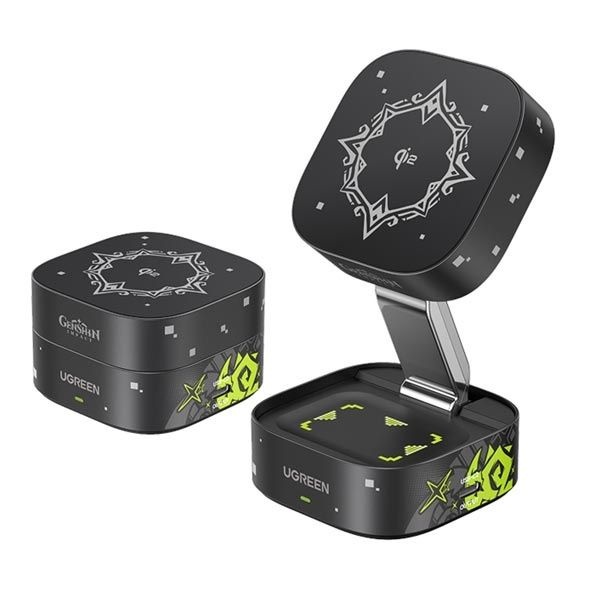 Ugreen 유그린x원신 에디션 콜라보 MagFlow 2in1 15W Qi2 마그네틱 무선 충전기 U-35316 4077899