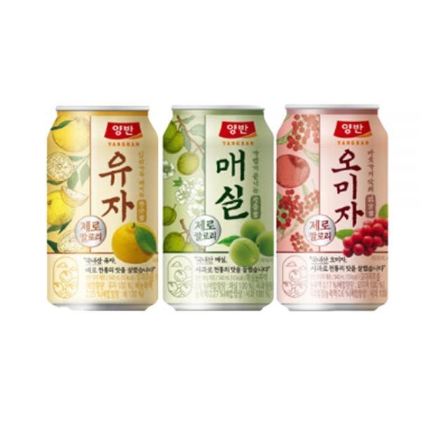 양반 오미자 유자 매실 제로 355ml 각 4입 총 12입 대량 소량 신제품 전통차 티타임 파인다이닝 아이스티 힐링 모임  (355ml × 12개)
