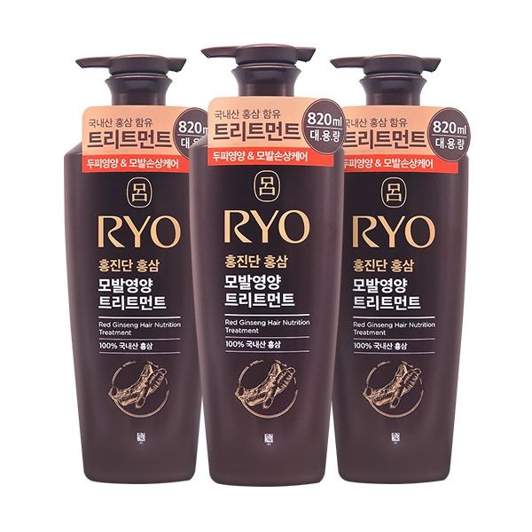 [오늘출발] 려 홍진단 홍삼 모발영양 트리트먼트 820ml 3개팩