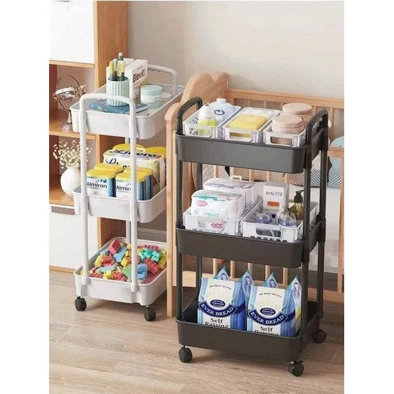 이동식 트롤리 바퀴형 3단 수납장 기저귀 아기 간식 주방 욕실 틈새 trolley cart