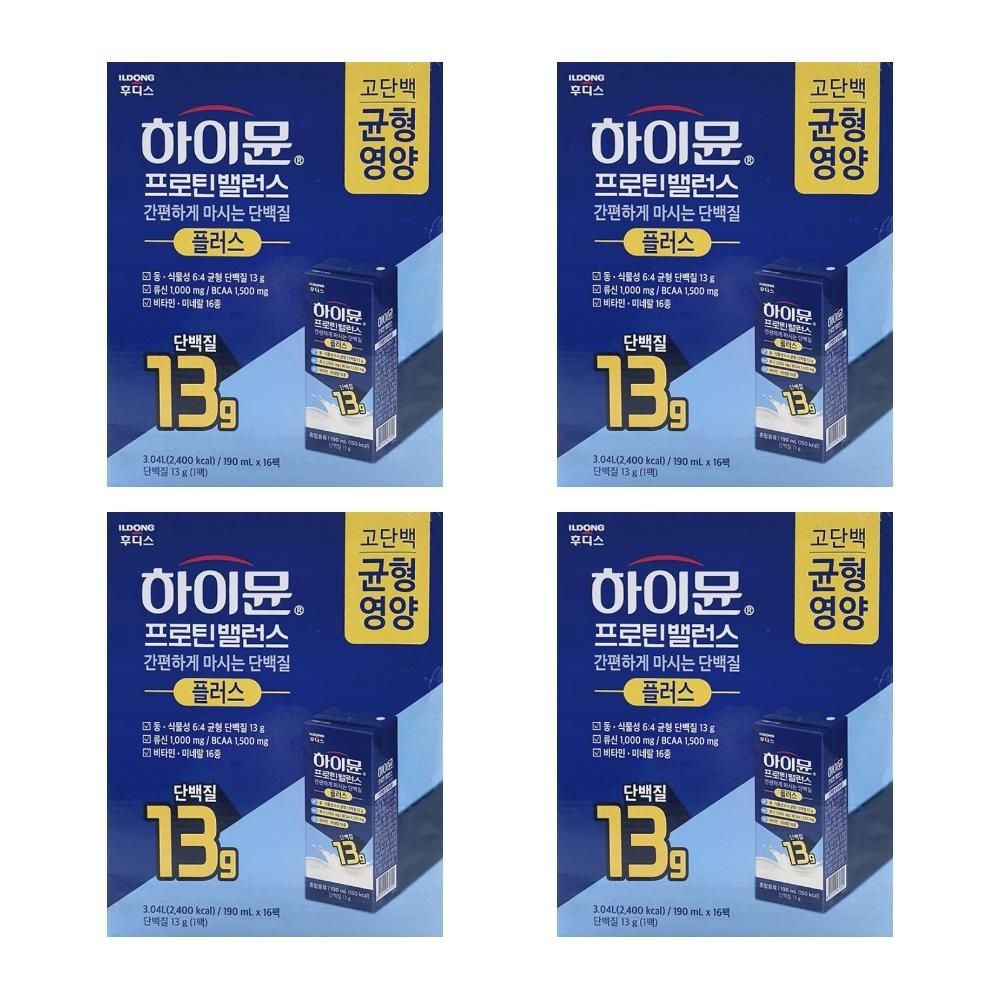 하이뮨 프로틴 플러스 밸러스 저지방 인절미맛 하이문 노인 단백질 보충제 16팩 4박스 MJ