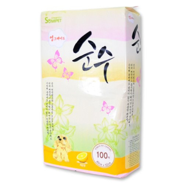 [패션플러스][기타브랜드]순수 강아지 반려견 레몬향 배변패드 100매X6개