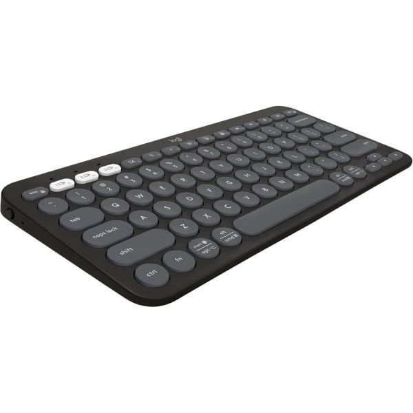 Logitech [해외] Logitech 로지텍 Pebble Keys 2 K380s 맞춤형 단축키를 지원하는 멀티 디바이스 블루투스 무선 키보드 슬림하고 휴대하기