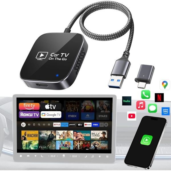 ByteWave [해외] 2 in 1 무선 CarPlay 어댑터 차량용 TV 메이트 프로 2026 메탈 글래스 케이스 오토링크 유선 CarPlay를 무선으로 변환 HDMI