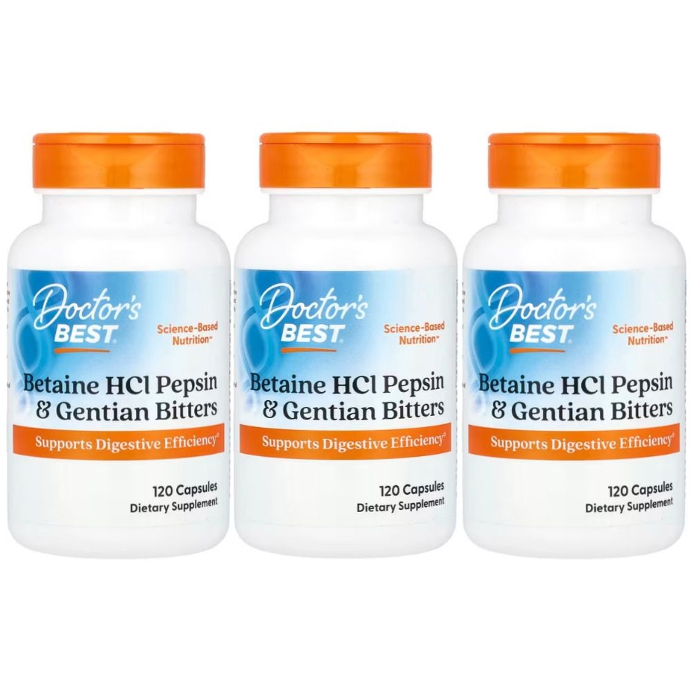 [해외] 닥터스베스트 베타인 HCI 펩신 & 젠티안 비터스 Betaine HCl Pepsin & Gentian Bitter 120정 3개